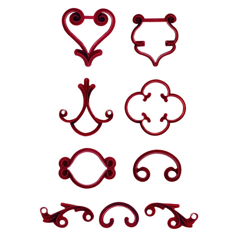 Städter - Prägestempel Arabeske ca. 4–9 cm Rot Set, 9-teilig