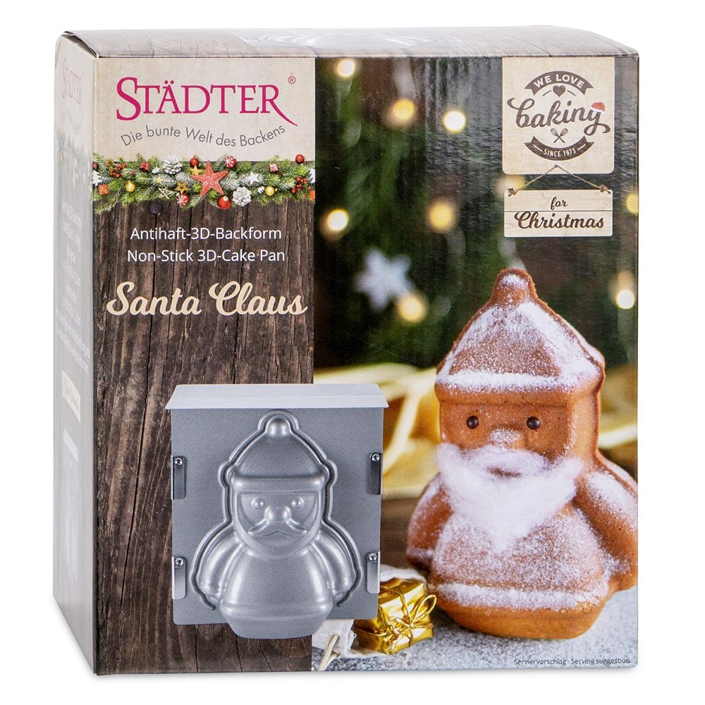 Städter - We-Love-Baking Santa Claus - 19 x 21 x 12 cm Silber - 3D-Backform