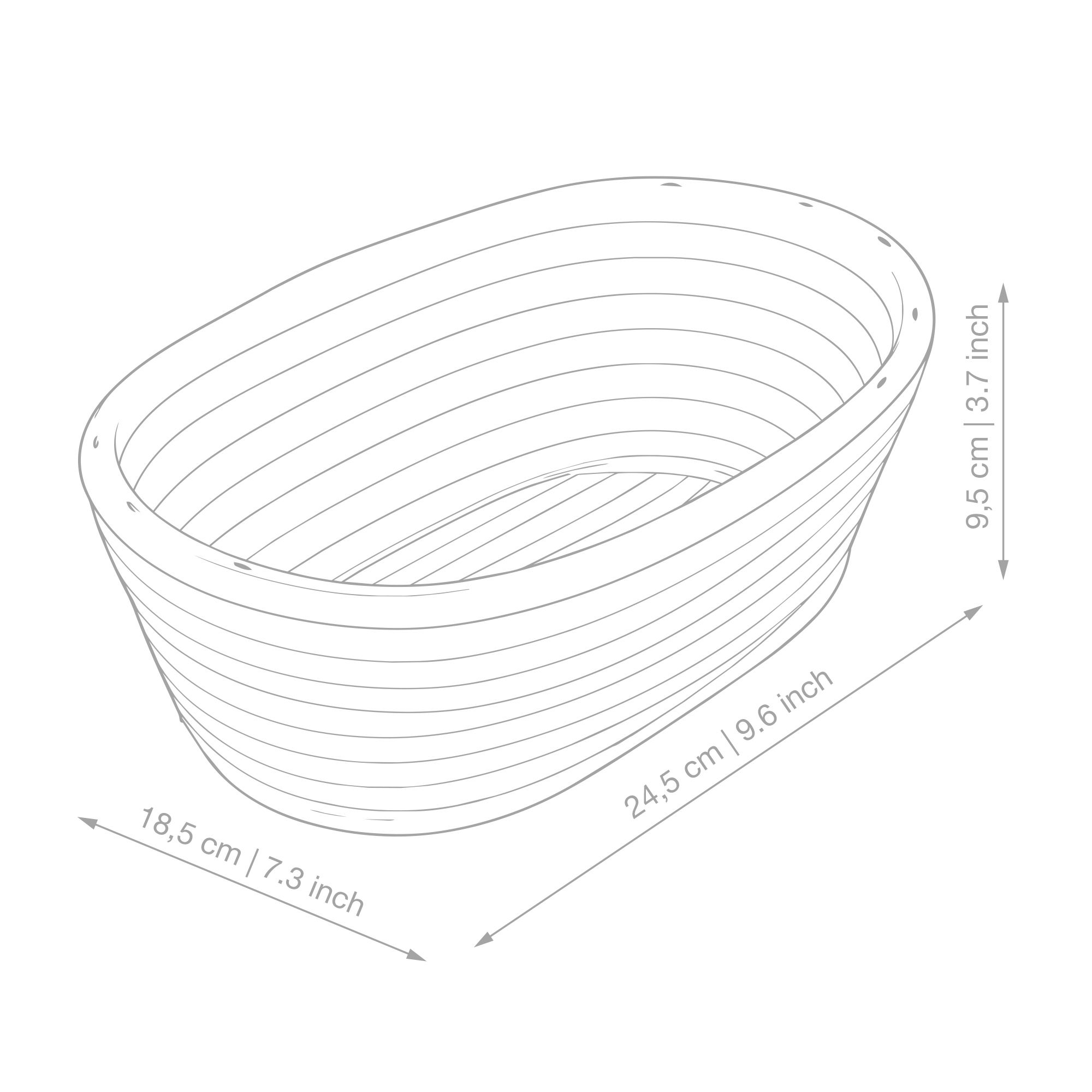 Gärkörbchen oval mit Bezug - PADEIRO - 24,5 cm | Culinaris