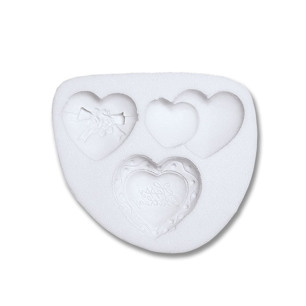 Städter - Fondant mould Hearts - 3,5–4,5 cm - 3 relief shape