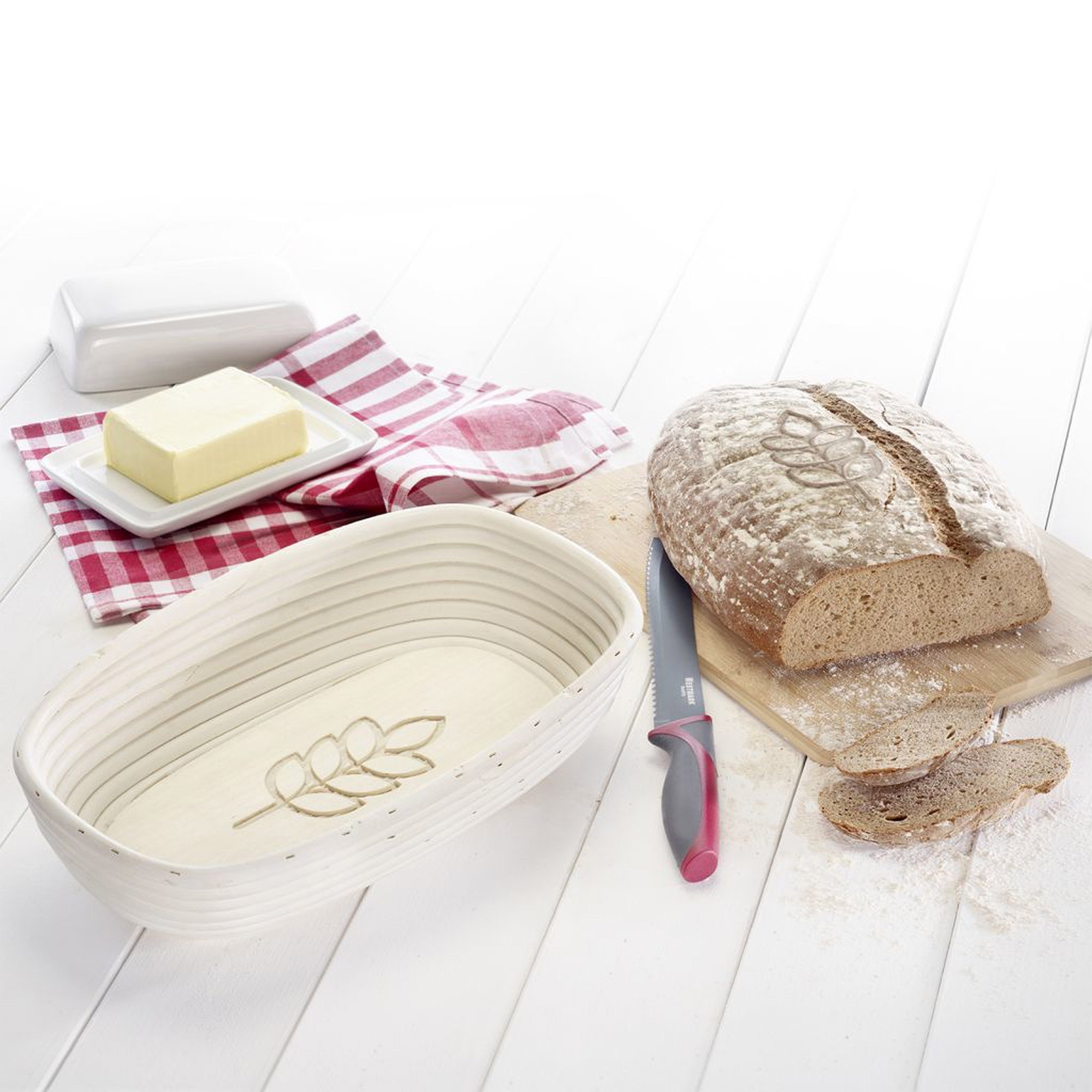 Westmark - Oval proofing basket ear of corn with cover - 34 x 20.5 x 8 cm
