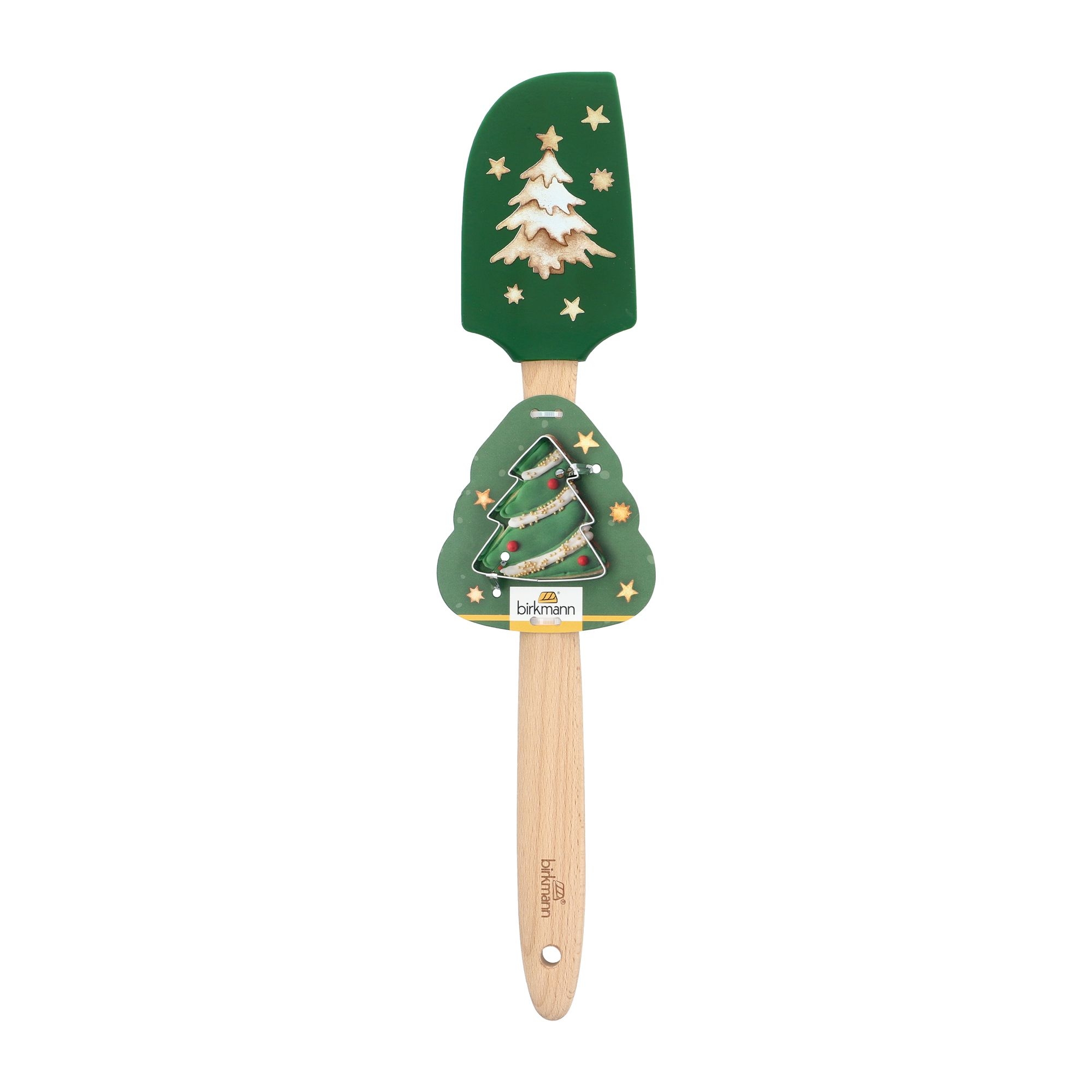 Birkmann - Weihnachts Teigschaber mit Ausstecher - Tannenbaum grün