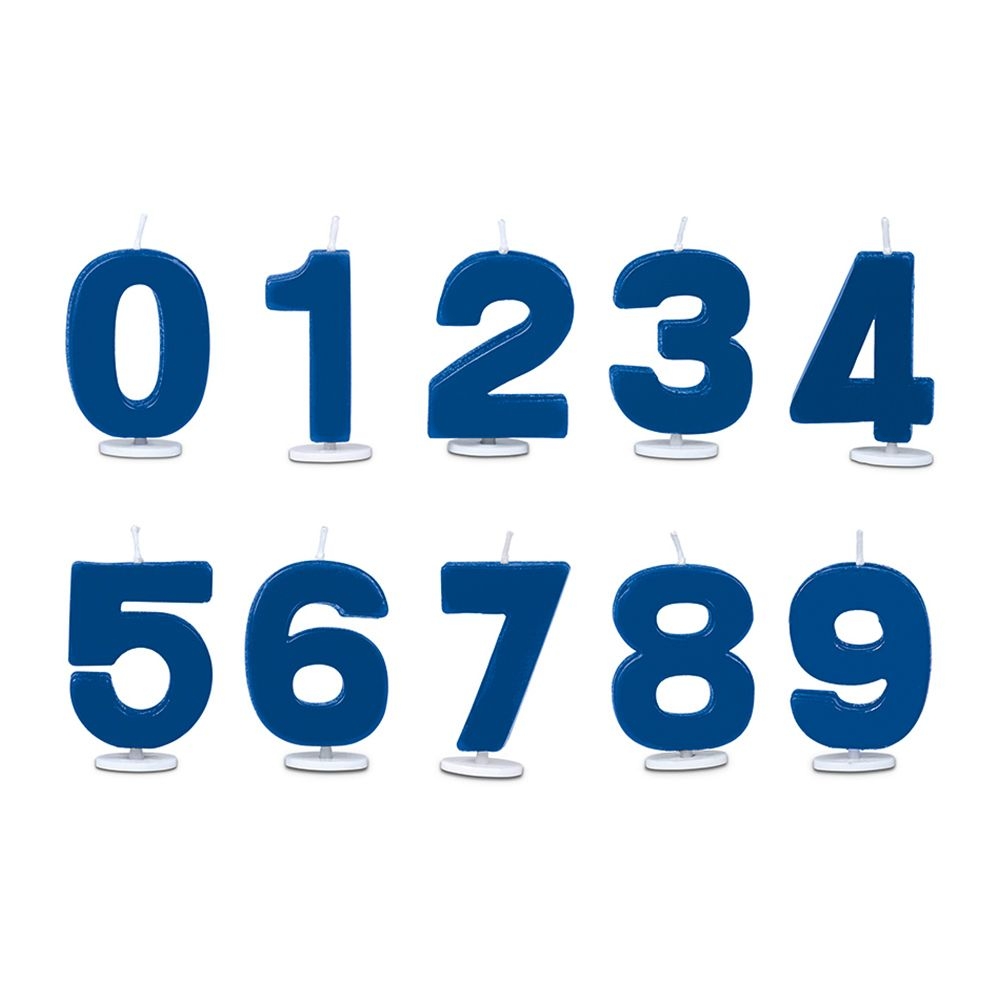 Städter - Candle number - Set of 10 pieces 0-9 - Blue with holder - 4,5 cm Städter - Candle number - Set of 10 pieces 0-9 - Blue with holder - 4,5 cm