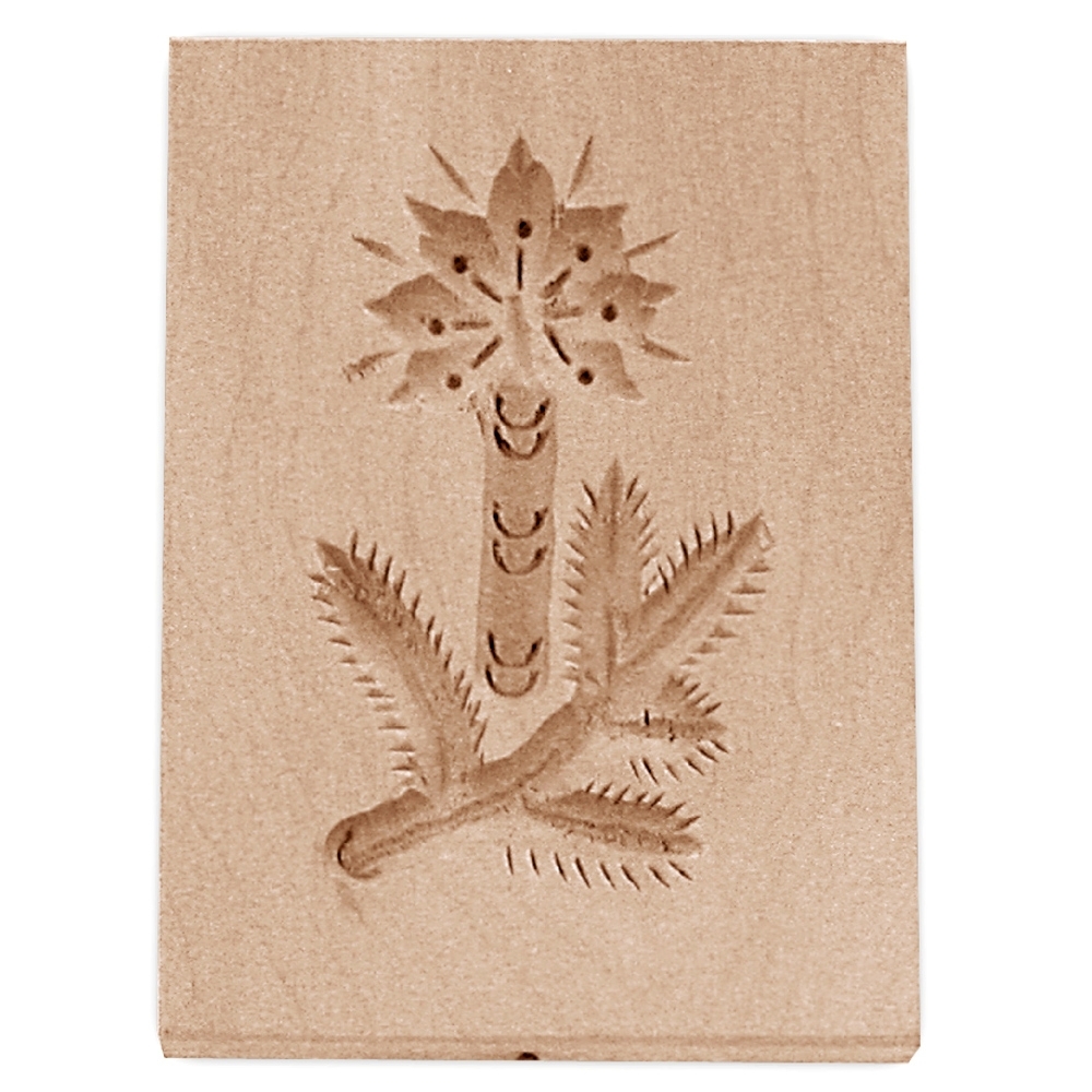 Städter - Holz-Prägeform Zweig mit Kerze 5,5 x 8 cm