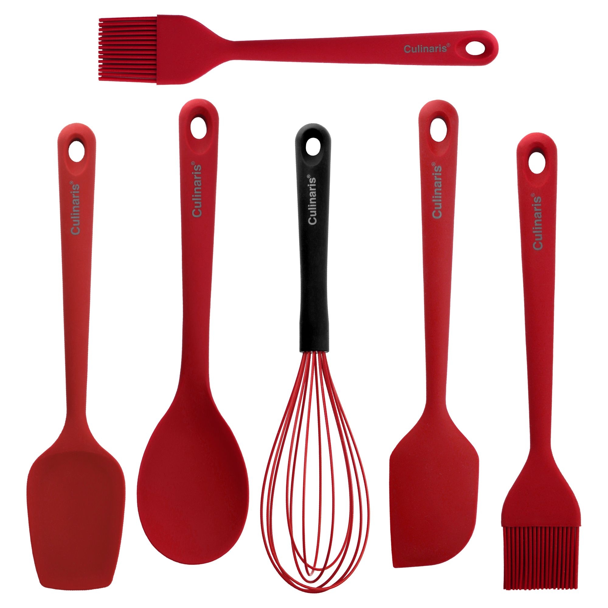 Backset 7-tlg. - 6 Silikontools mit Drehständer - rot | Culinaris