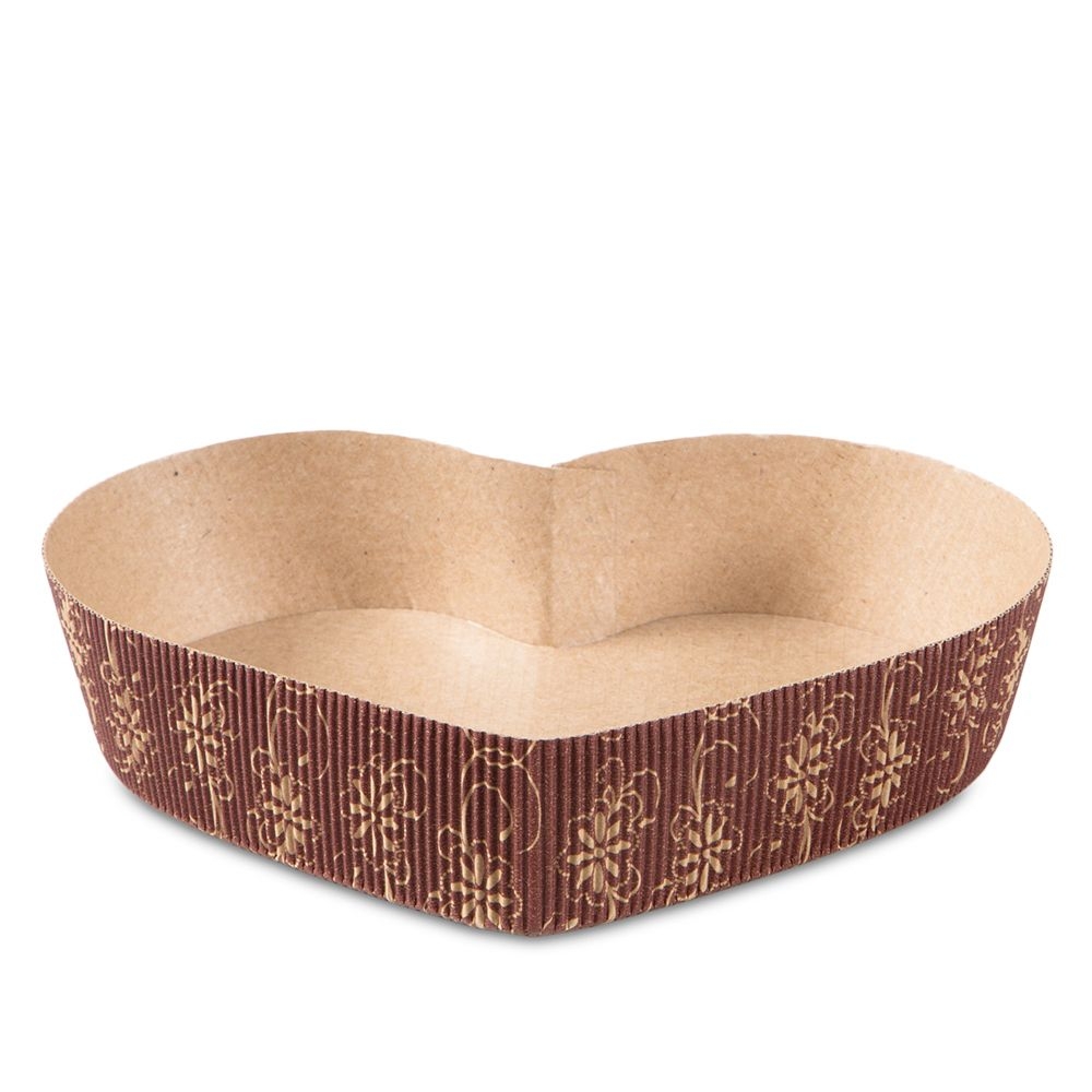 Städter - Papierbackform Herz - 18 cm / H 3,5 cm - Braun - 4 Stück