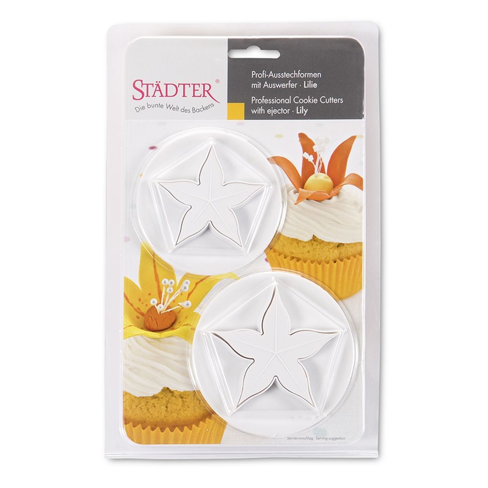 Städter - Ausstecher mit Auswerfer Lilien - 65 / 75 mm - Set, 2-teilig
