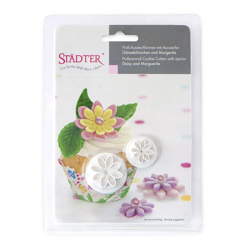 Städter - Ausstecher mit Auswerfer Gänseblümchen / Margerite - 20 / 25 mm - Set, 2-teilig