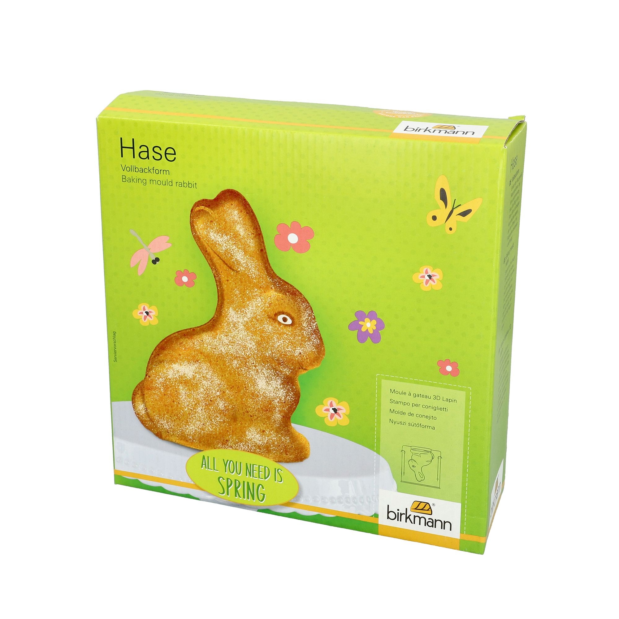 Birkmann - 3D-Backform Osterhase - All you need is spring - 24 x 24 cm - 1000 ml