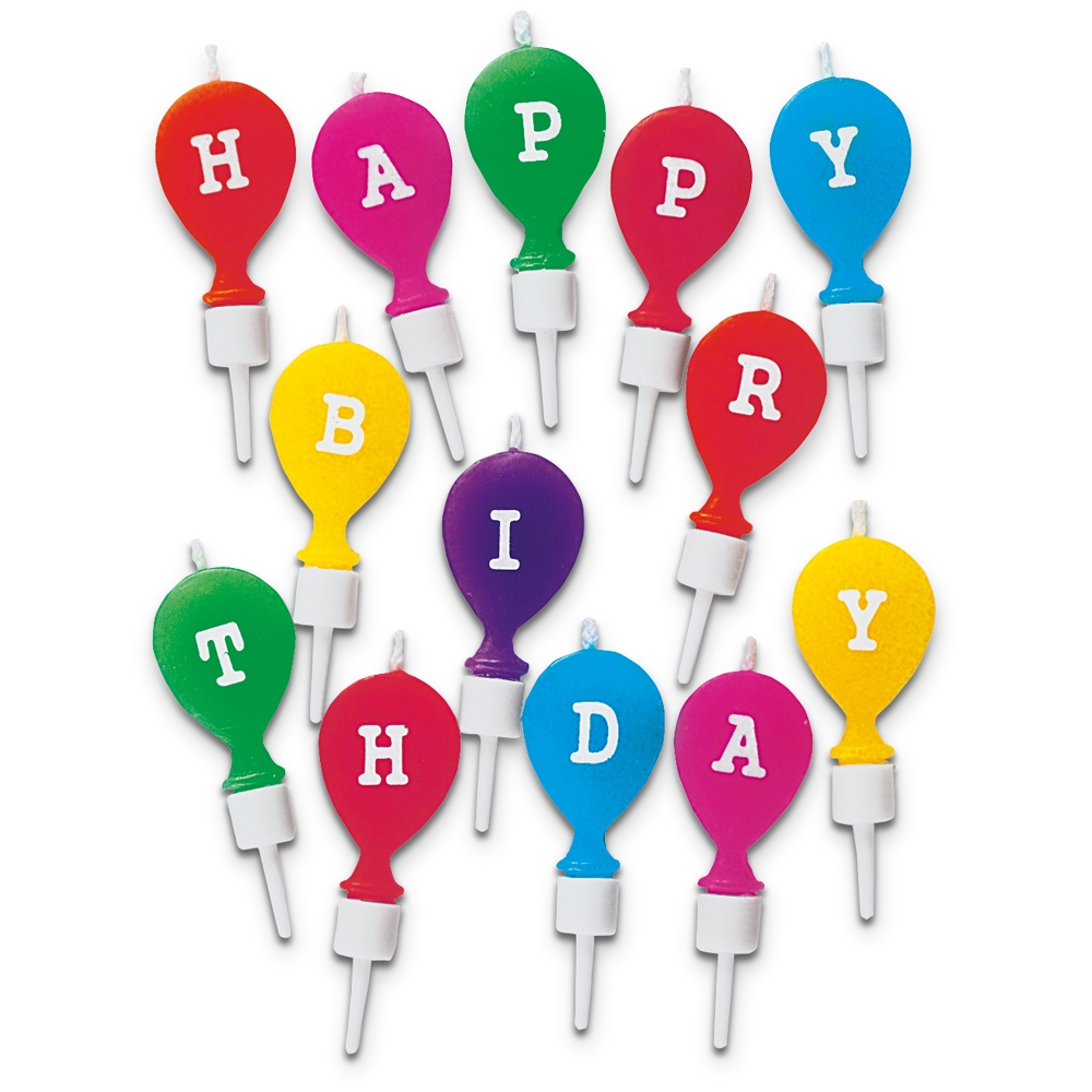 Städter - Kerze Happy Birthday mit Halter - 2 x 5 cm - 13-teiliges Set