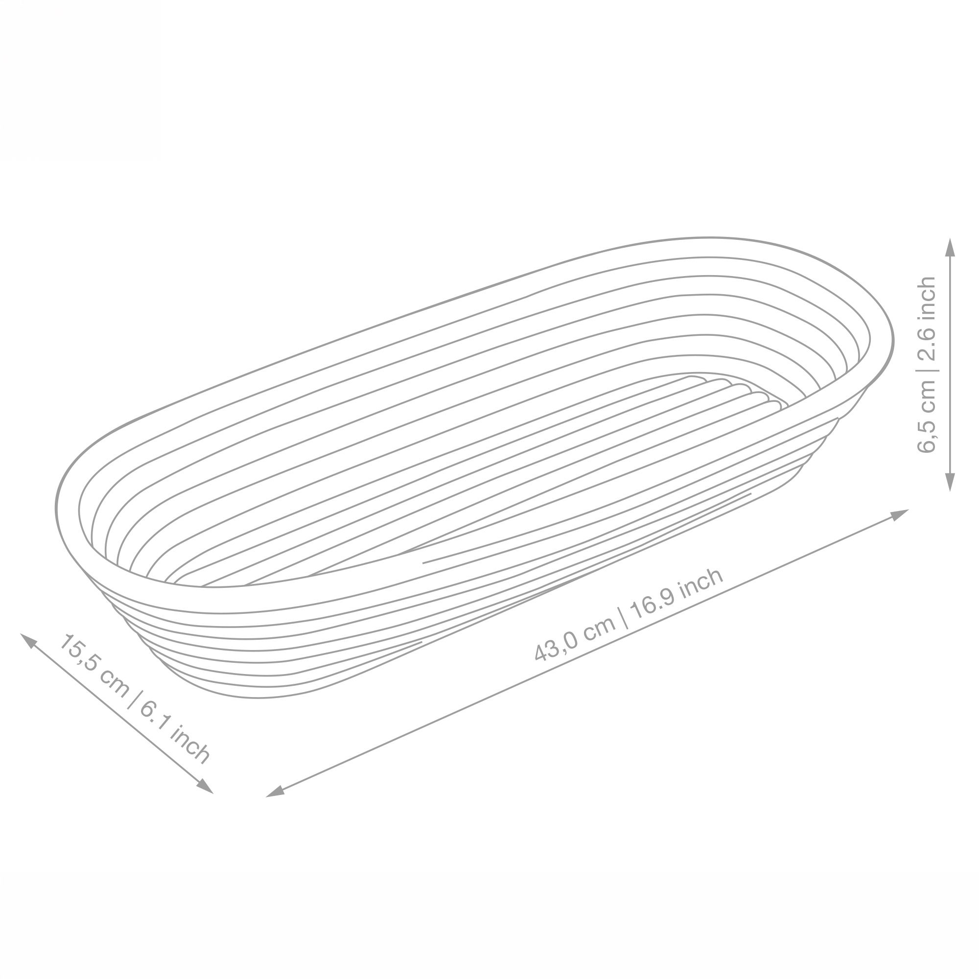 Gärkörbchen länglich mit Bezug - PADEIRO - 43 cm | Culinaris